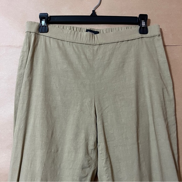 Theory | Linen Basic Pull-on Pants Eco Crunch Wash High Rise Beige Clay Size 6 - Picture 3 of 11